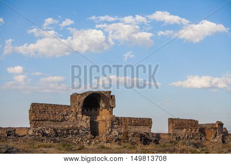 Color image of a church in Ani Turkey. Ani used to be the capital of the Bagratid Armenian kingdom between 961 and 1045.