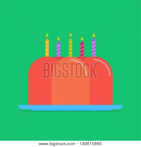 Pudding cake vector icon isolated from the background. Orange pudding jelly on a plate in a flat style. Symbol desserts and confectionery products.