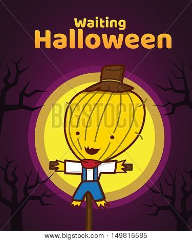 Scarecrow , Halloween character Vector illustration background