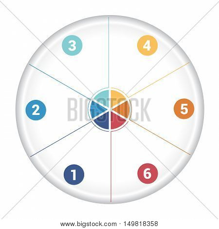 Piechart diagram data 6 options for text area.