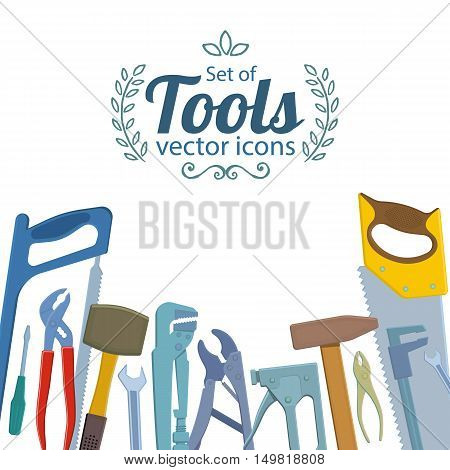 Set of repair tools icons. Vector stock illustration.