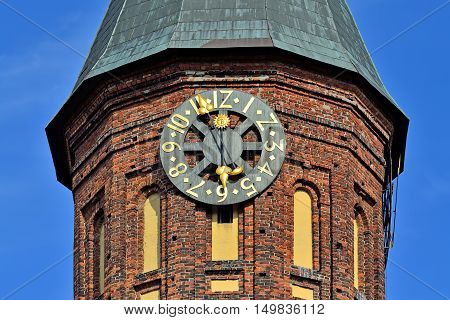 Tower of the Cathedral of Kenigsberg. Gothic 14th century. Symbol of the city Kaliningrad Koenigsberg before 1946 Russia