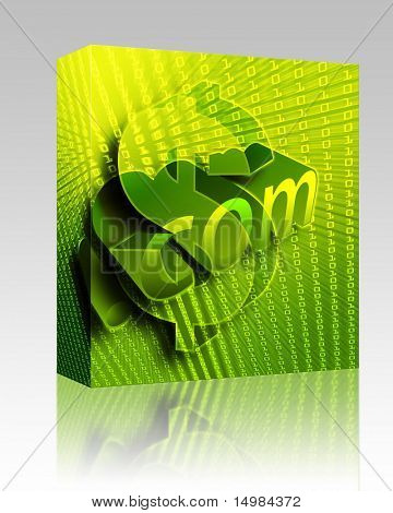 Yazılım paketi bize kutusu dotCom arka plan dolar döviz illüstrasyon