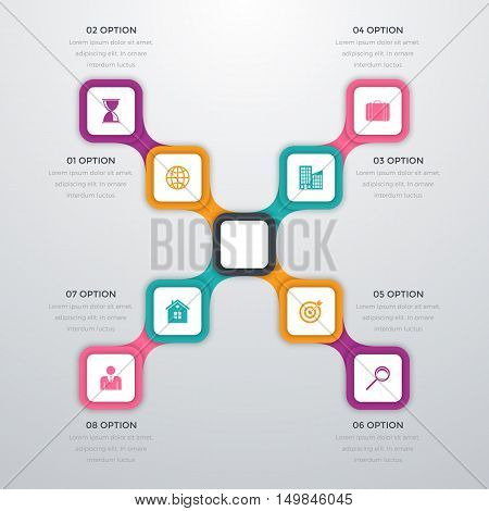 Vector illustration infographics eight options. Stock vector