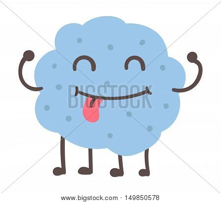 Cute monster color character funny design element. Humour emoticon fantasy monster unique expression sticker isolated. Alien sticker vector fantasy monster paint crazy animals.