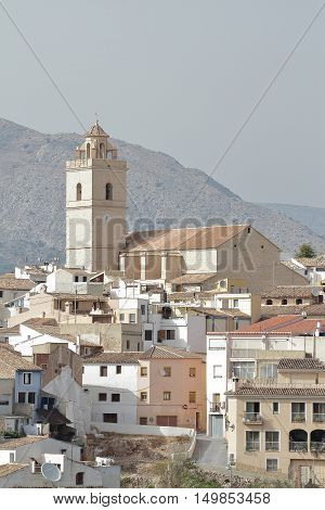 buildings and church of saint peter apostle in the township of polop de la marina in the province of alicante spain