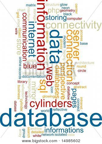 Word cloud käsite kuvitus tietokanta varastointi