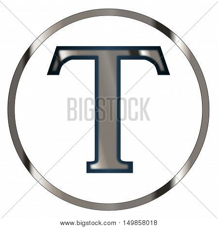 Tau a letter from the Greek alphabet isolated over a white Background.