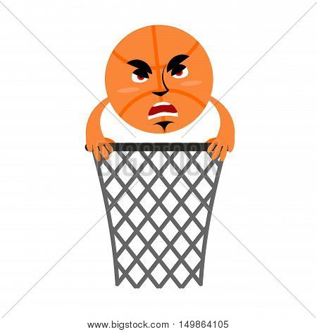Basketball And Ring. Game Accessories. Hit In Net. Emotions Ball