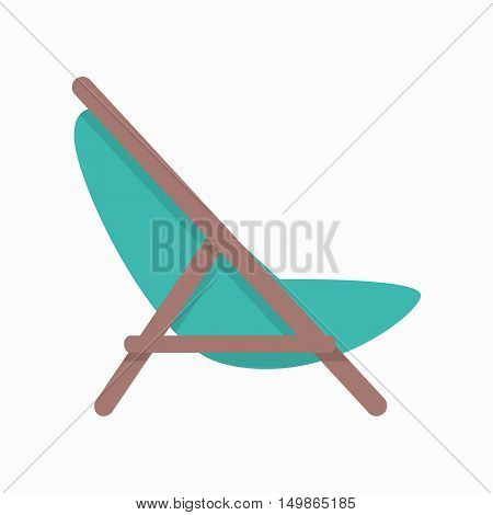 Beach chaise vector illustration in flat style design. Summer vacation on seacoast concept.  Lounge icon for traveling and leisure Isolated on white background.