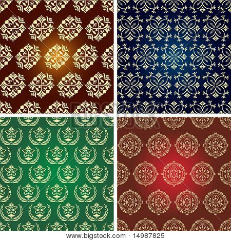 Problemfri Vintage mønster i fire mode Colorways.