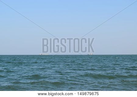 Seascape And Two Ships On The Horizon
