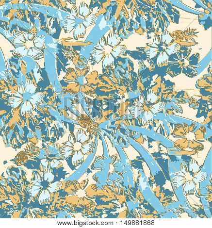 pineapple flower and summer background tropical print illustration