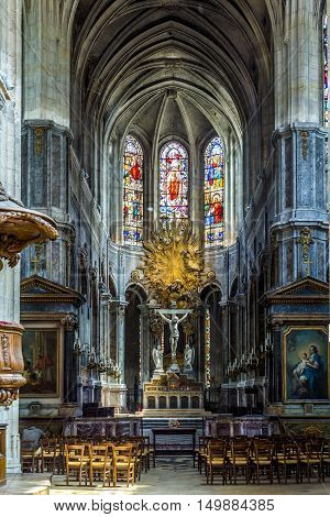 Inside Of The Catholic Church Of Saint Merri In Paris