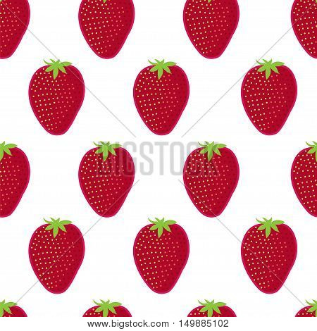Strawberry vector seamless pattern. Strawberry on white background.