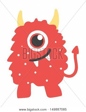 Cute monster color character funny design element. Humour emoticon fantasy monster unique expression sticker isolated. Alien sticker vector fantasy monster paint crazy animals.