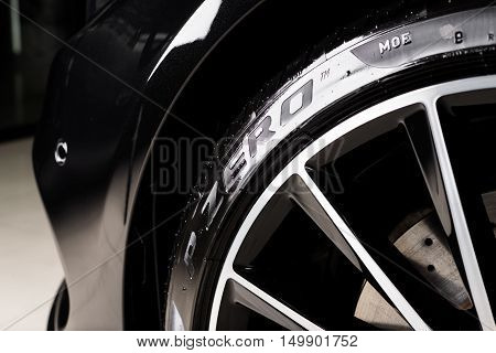 Bangkok, Thailand - September, 20 2016: Pirelli P Zero Installed In 2016 Mercedes-benz C 250 Coupe