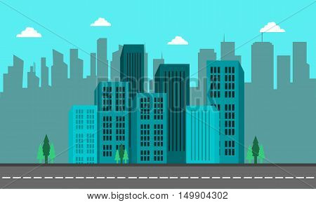 Landscape of city cuilding and street vector illustration