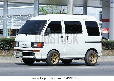 CHIANGMAI, THAILAND -FEBRUARY 29 2016: Private Daihatsu Hijet old Van Car. On road no.1001, 8 km from Chiangmai city.