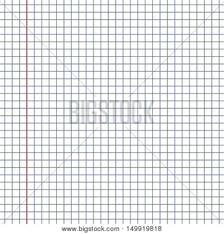 School notebook paper. Notebook paper sheet. Vector illustration