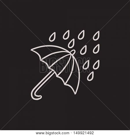 Rain and umbrella vector sketch icon isolated on background. Hand drawn Rain and umbrella icon. Rain and umbrella sketch icon for infographic, website or app.