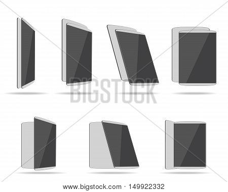 set white tin tablet computers vector illustration