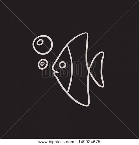 Fish under water vector sketch icon isolated on background. Hand drawn Fish under water icon. Fish under water sketch icon for infographic, website or app.