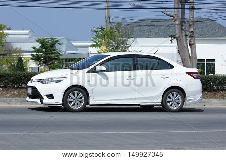 CHIANGMAI, THAILAND -FEBRUARY 29 2016: Private City car, Toyota Vios. On road no.1001, 8 km from Chiangmai Business Area.