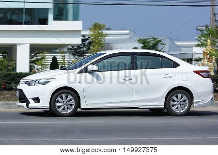CHIANGMAI, THAILAND -FEBRUARY 29 2016: Private City car, Toyota Vios. On road no.1001, 8 km from Chiangmai Business Area.