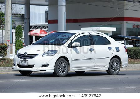CHIANGMAI, THAILAND -FEBRUARY 29 2016: Private City car, Toyota Vios. On road no.1001, 8 km from Chiangmai Business Area.