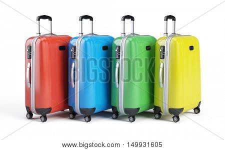 travel luggage bags suitcases isolated on white. 3d render