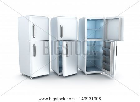 Refrigerator on white background. 3D render,isolated on white