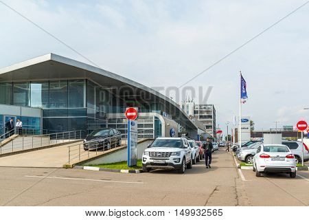 Khimki, Russia - September 12.2016. Car Dealer to sell a cars Ford and Rolf