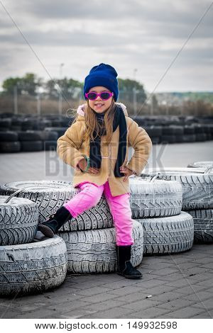 Beautiful Stylish Little Girl With Glasses