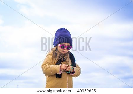 Beautiful Stylish Little Girl With Glasses