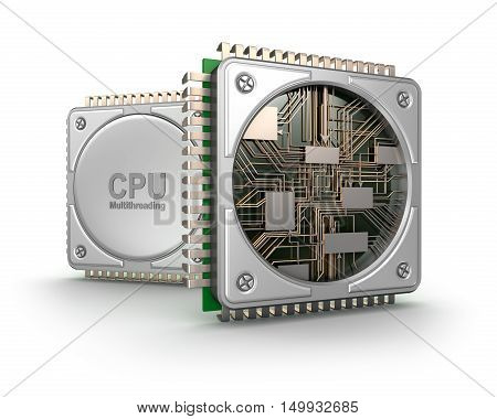Central computer processors CPU isolated on white background
