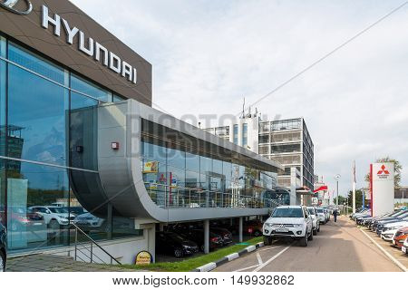 Khimki, Russia - September 12.2016. Car Dealer to sell a cars Hyunday