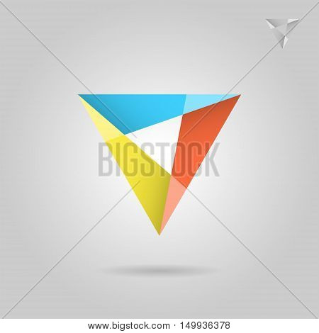 Mosaic triangle logo sign 2d vector illustration on grey background eps 10