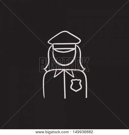 Policewoman vector sketch icon isolated on background. Hand drawn Policewoman icon. Policewoman sketch icon for infographic, website or app.