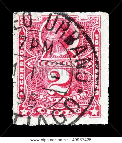 CHILE - CIRCA 1881 : Cancelled postage stamp printed by Chile, that shows Columbus.