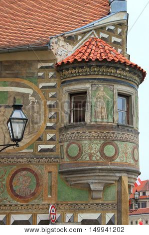A medieval balcony in Telc Czech Republic
