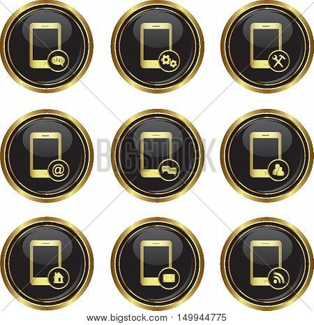 Set of phone icons with different menu on the button. Vector illustration
