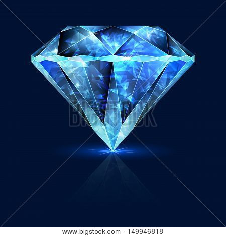 Blue Gemstone Shining Sapphire. Shimmering Crystal Ice.