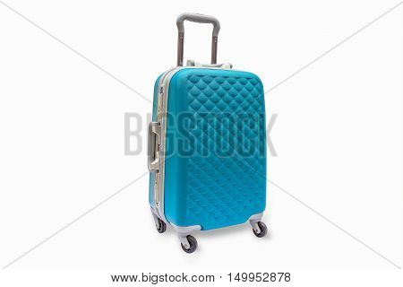 Suitcases cyan white background. With clipping path.