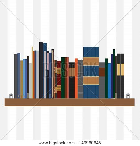 Book shelf vector isolated with bibliography encyclopedia and handbooks. Literature bookstore