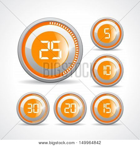 Timer button set vector illustration isolated on white background