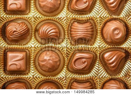 Closeup Of Variety Chocolate Pralines, Close Up Shot Of Chocolates Box, Assorted Box Chocolate, Box Of Chocolates With Many Variations, Bon Appetit, Sweet, Fresh And Tasty, Delicious, Yum-Yum, Yammy