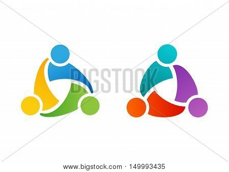 team work logo, education friendship group work symbol icon vector design.