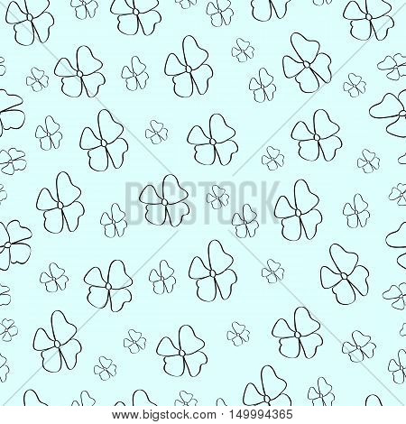 Abstract seamless pattern with isolated blue and white hand drawing flowers. Vector illustration.