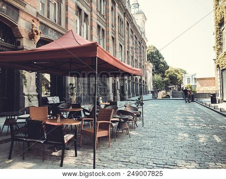 Tbilisi, Georgia - July 10, 2018: Outdoor Cafes In The Shardeni Street Of Old Town Tbilisi, Georgia